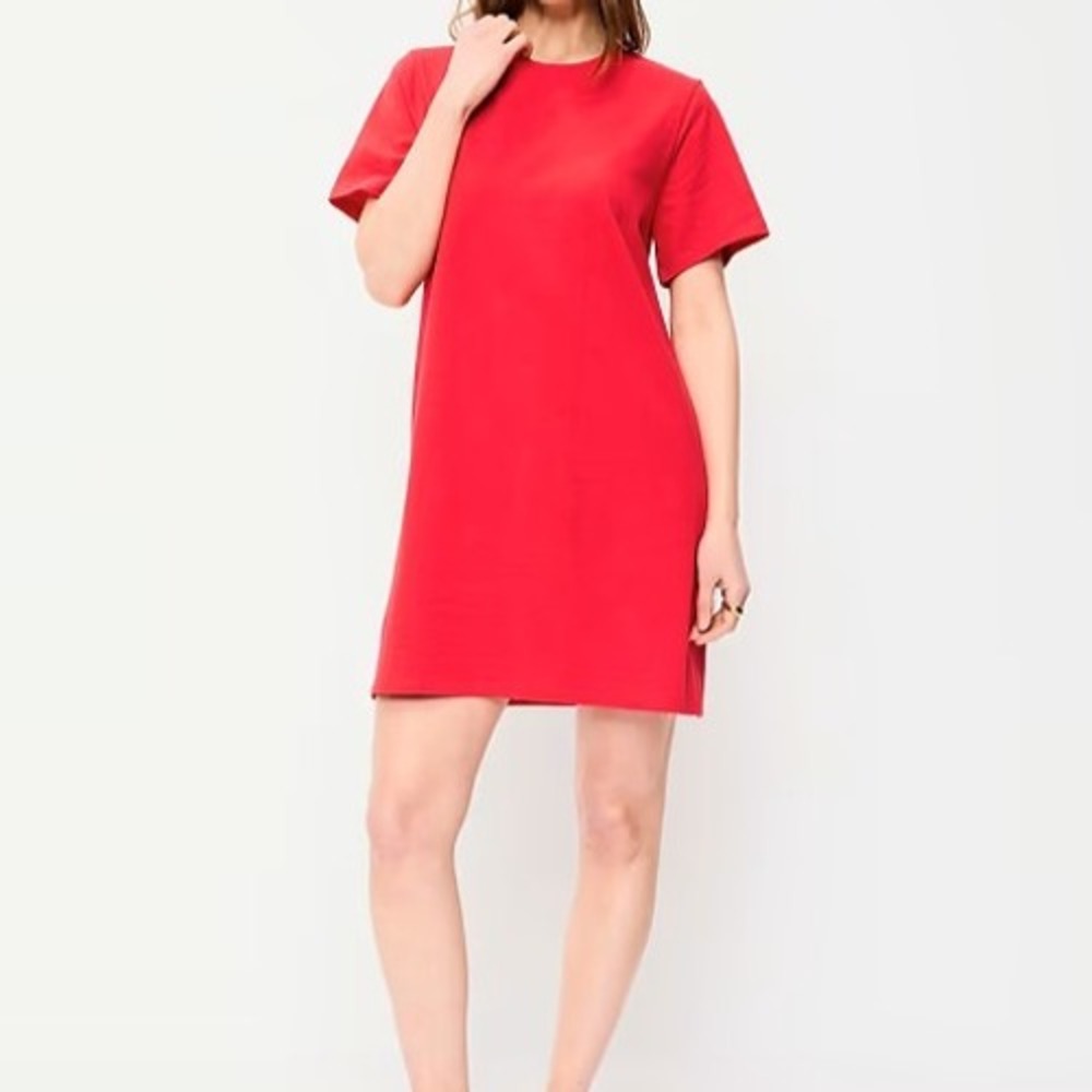 Old Navy 100% Cotton Short Sleeve Crew Neck T-Shirt Mini Dress Womens 2X Red New